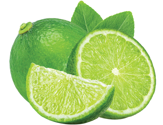 whole, halved, and quartered lime
