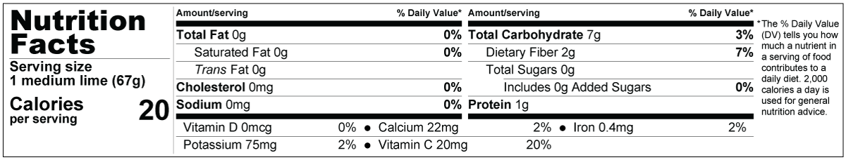 lime nutrition facts